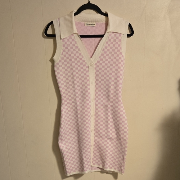 Dippin Daisy Dresses & Skirts - Dippin Daisy "As If Dress" Pink Checkered Sweater Dress